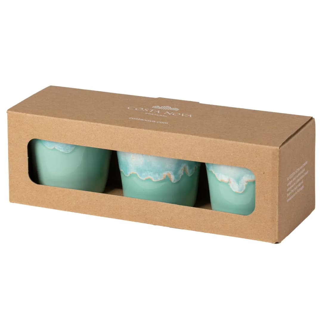 Kaffeebecher Box 3er Set | Türkis