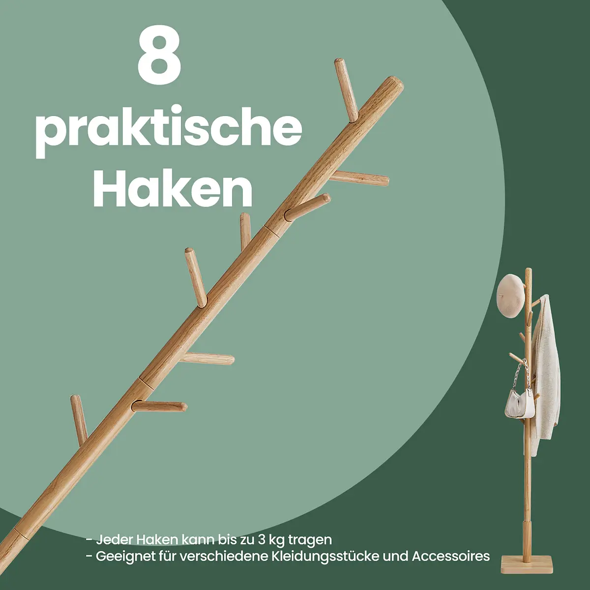 Naturoo Massiver Garderobenständer Bhelsi | Holztöne