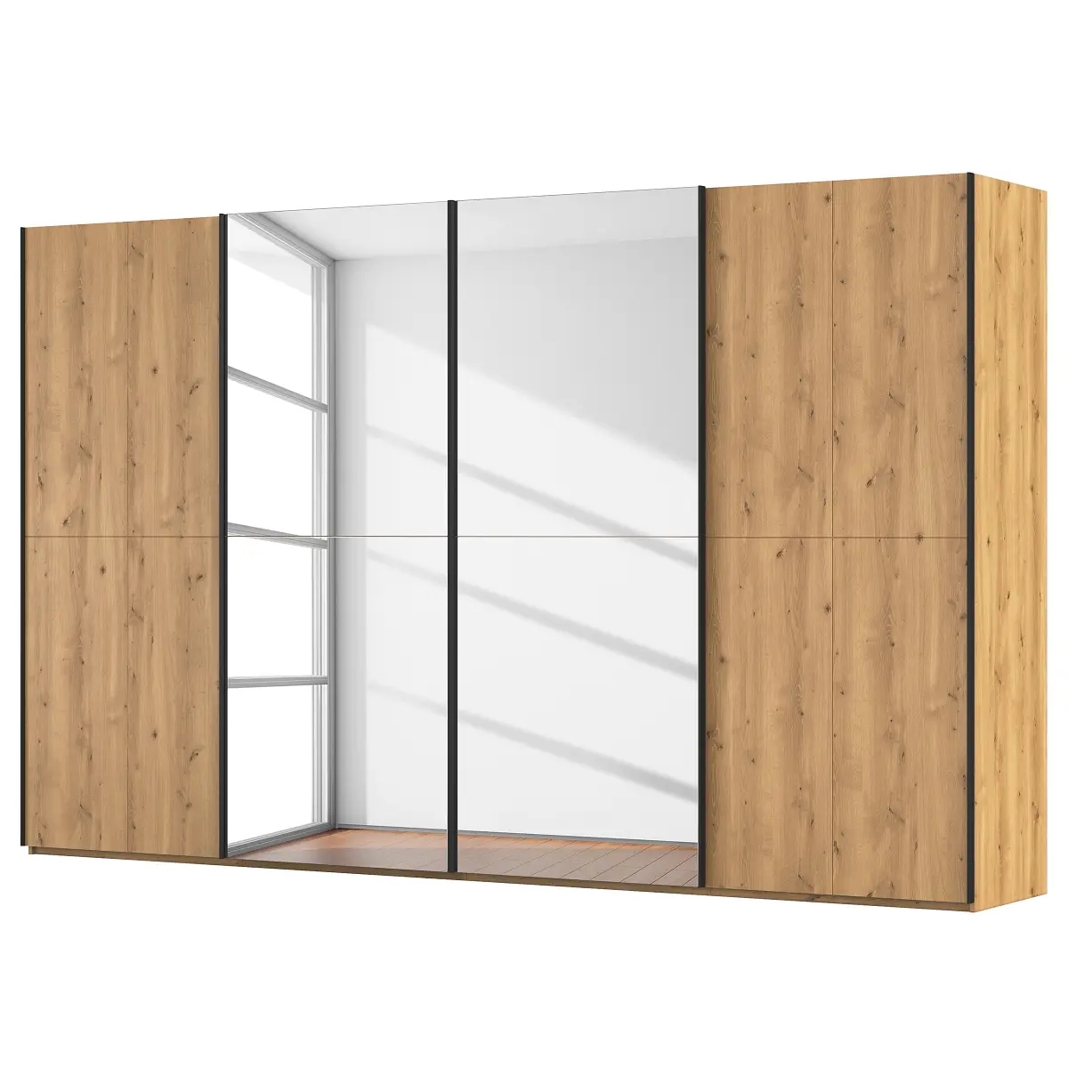 rauch Black Schwebetürenschrank Scale 360cm | Holztöne