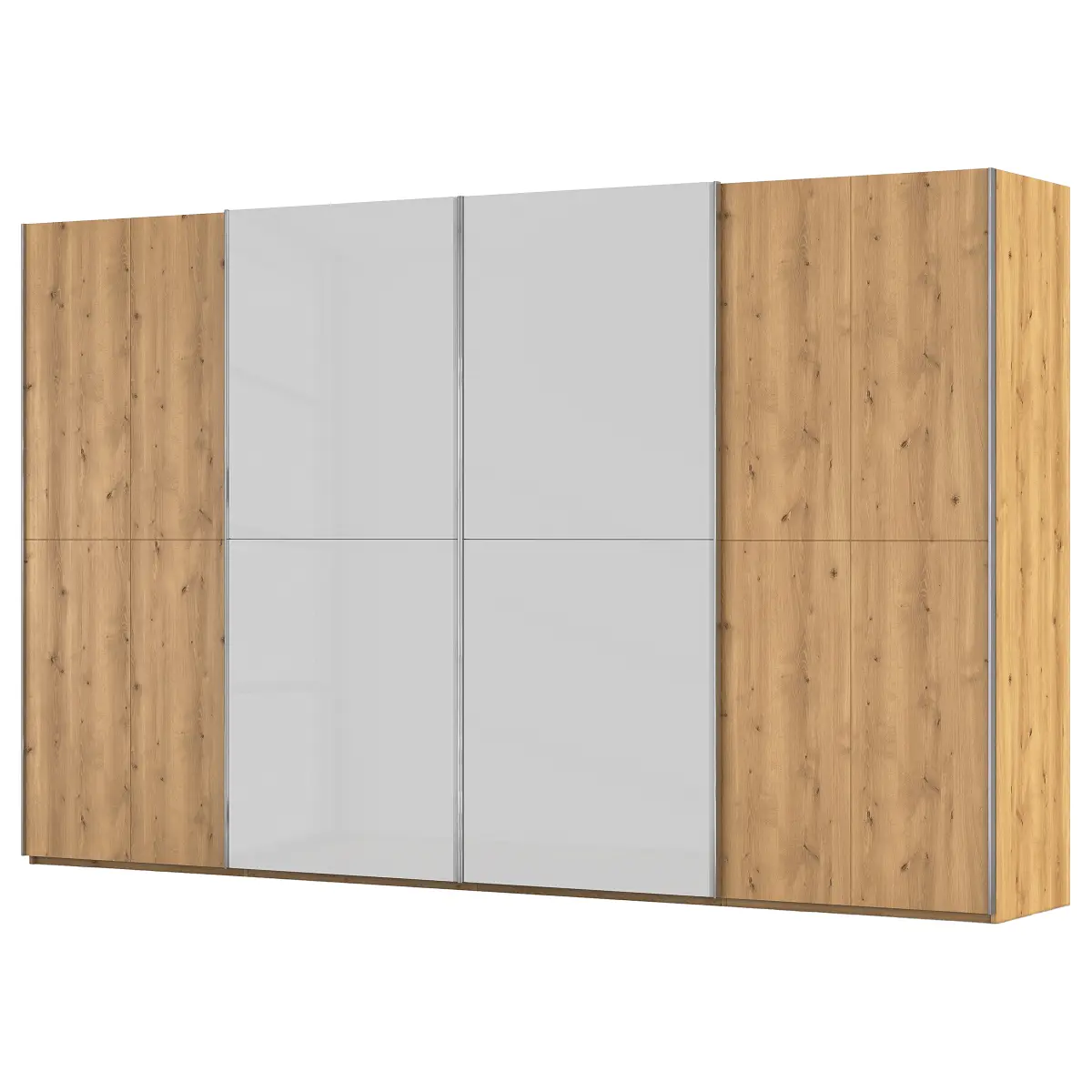 rauch Schwebetürenschrank Scale mit Glas 360cm Holz/Grau/Seidengrau