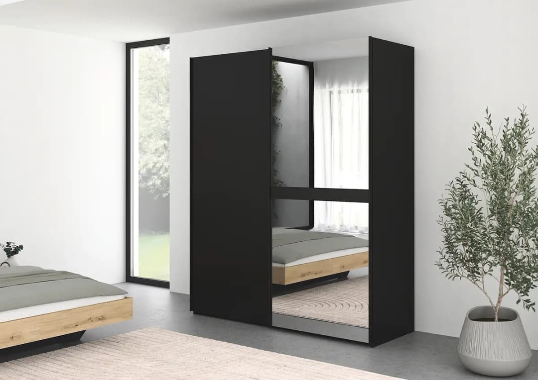 Schwebetürenschrank Scale 181cm Schwarz/Schwarz mit | Schwarz