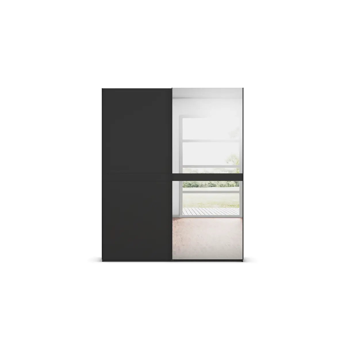 Schwebetürenschrank Scale 181cm Schwarz/Schwarz mit | Schwarz