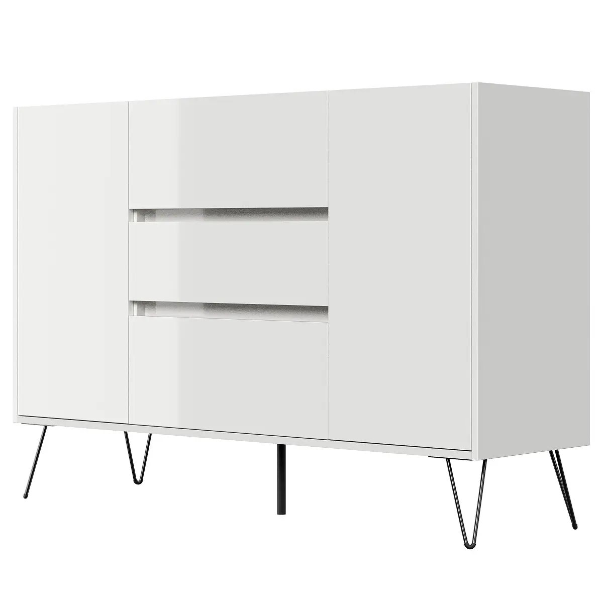 Posseik Sideboard Industrial mit Tür & Schublade 140 x 94cm | Weiß