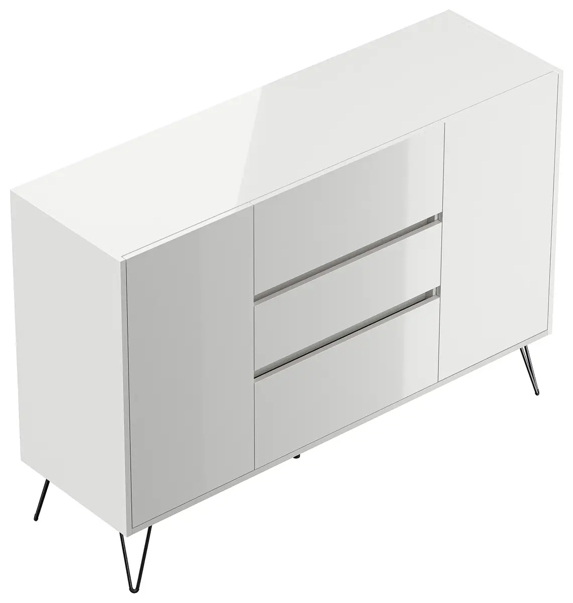 Posseik Sideboard Industrial mit Tür & Schublade 140 x 94cm | Weiß