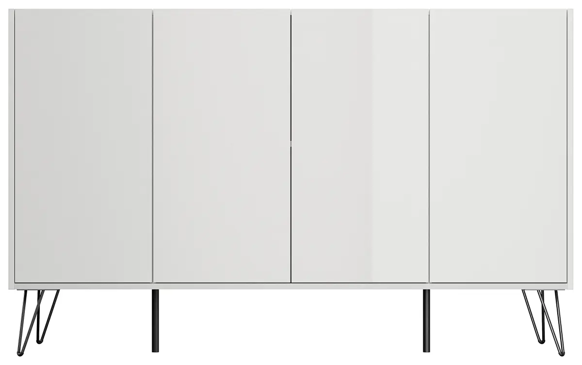 Sideboard Industrial mit Türen 94cm Weiß/Hochglanz Weiß | Weiß
