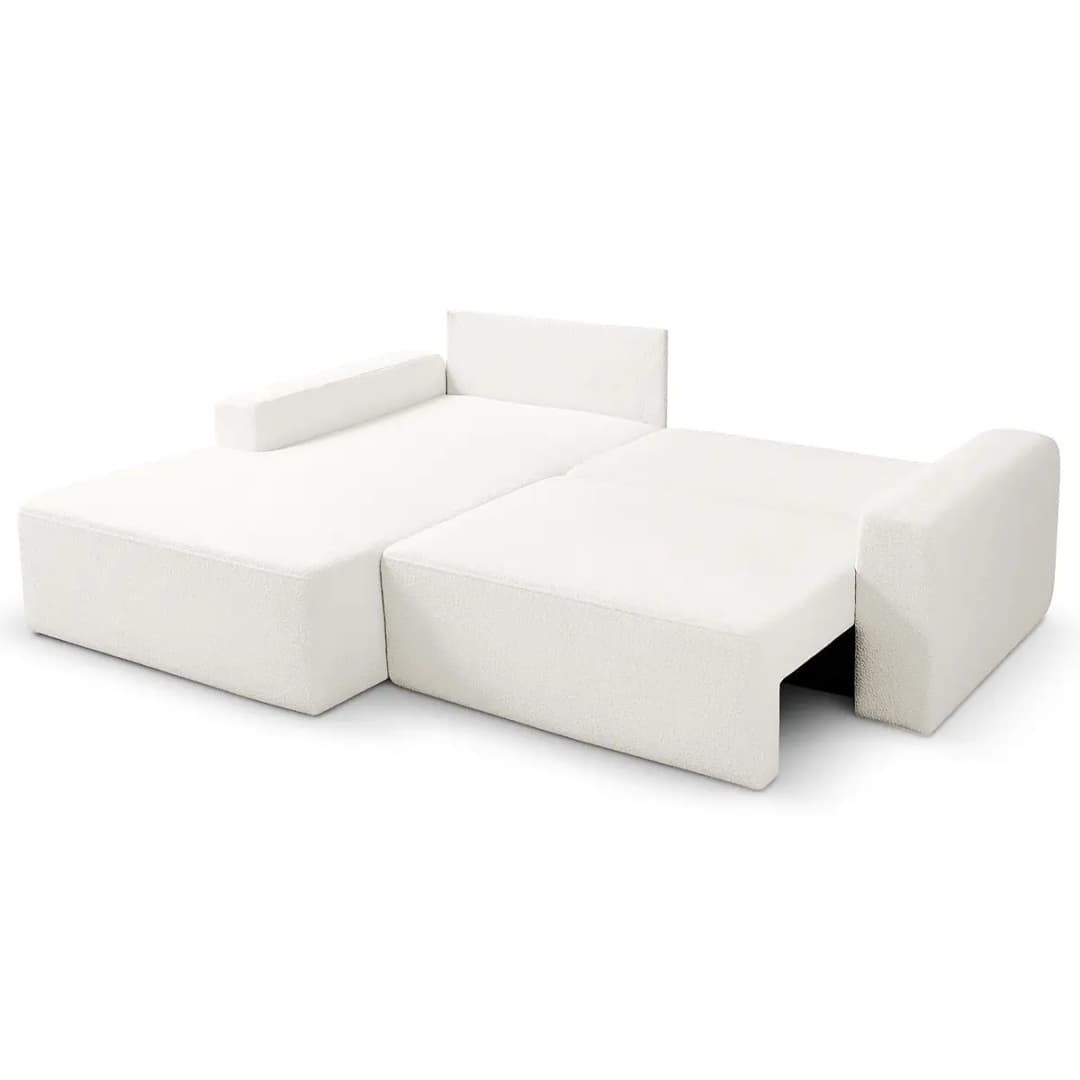 Ecksofa mit Schlaffunktion Beige Bouclé Stoff Coline | Beige