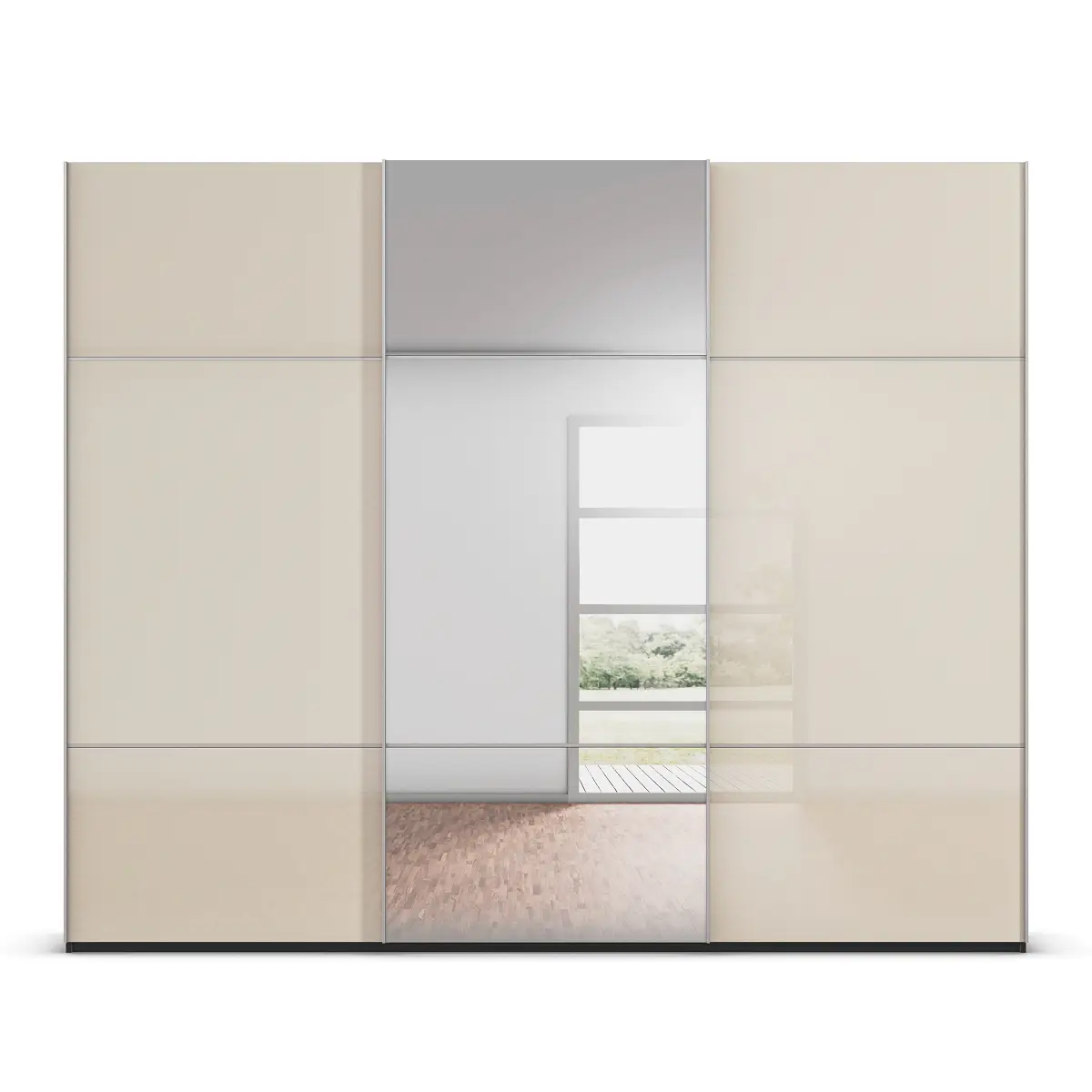 rauch Orange Schwebetürenschrank Covalo mit Glasfront 242cm