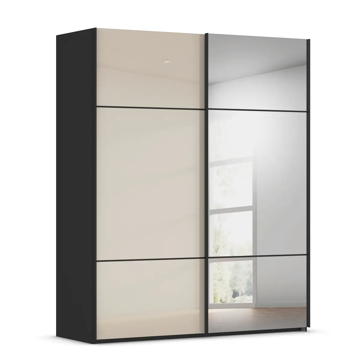 rauch Orange Schwebetürenschrank Covalo mit Glasfront 162cm