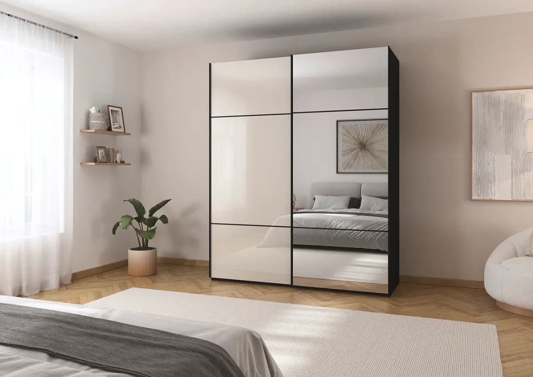 rauch Orange Schwebetürenschrank Covalo mit Glasfront 162cm