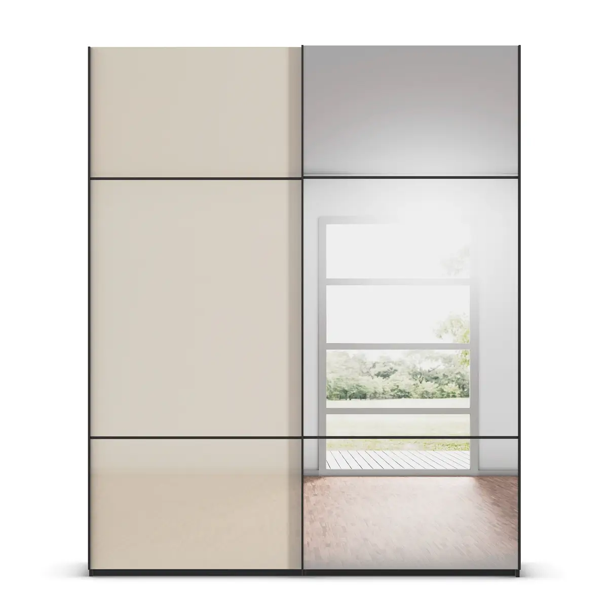 rauch Orange Schwebetürenschrank Covalo mit Glasfront 162cm