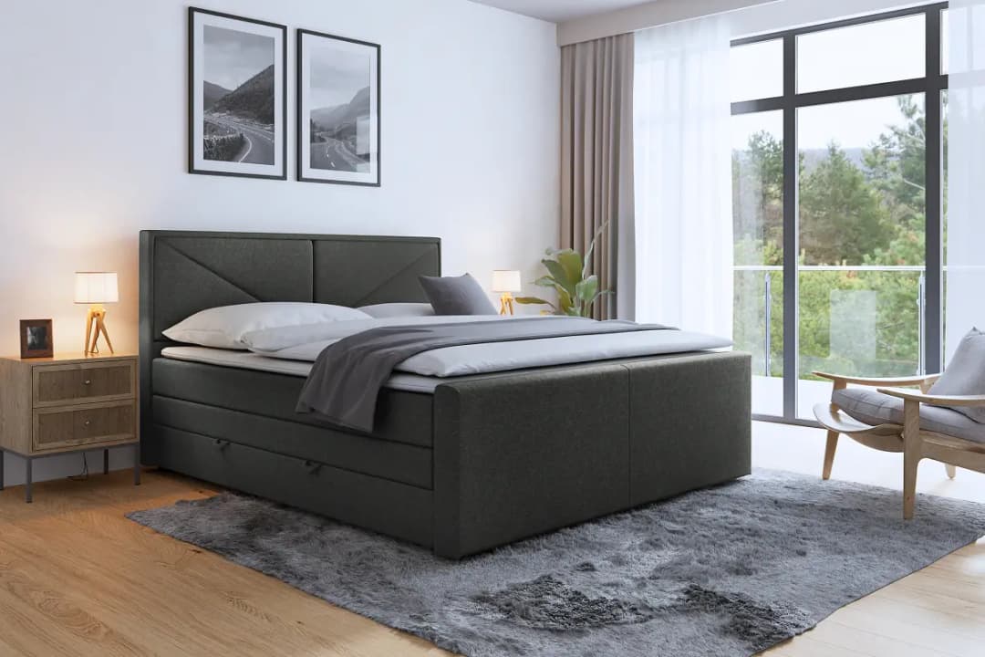 Fredriks Boxspringbett Ledvina 180 x 200cm Webstoff Pria Anthrazit H2