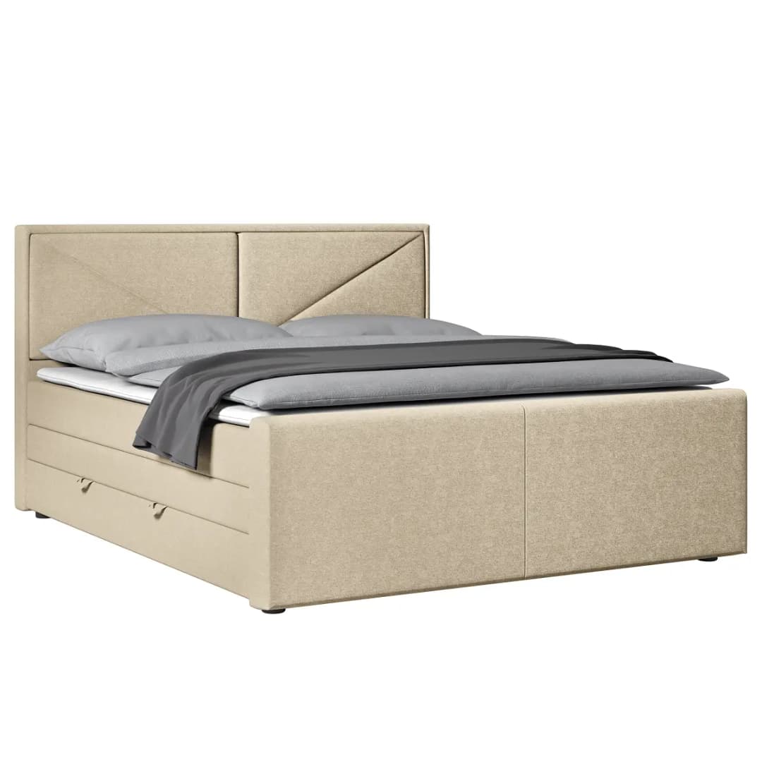 Fredriks Boxspringbett Ledvina 180 x 200cm Webstoff Pria Beige H2 / H3