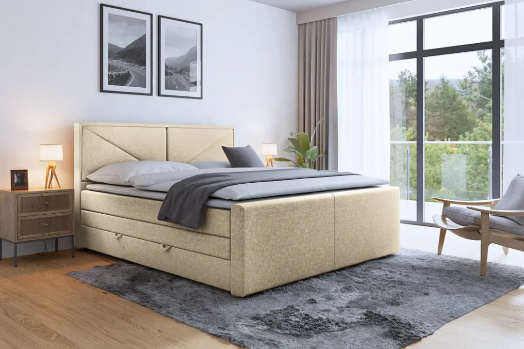 Fredriks Boxspringbett Ledvina 180 x 200cm Webstoff Pria Beige H2 / H3