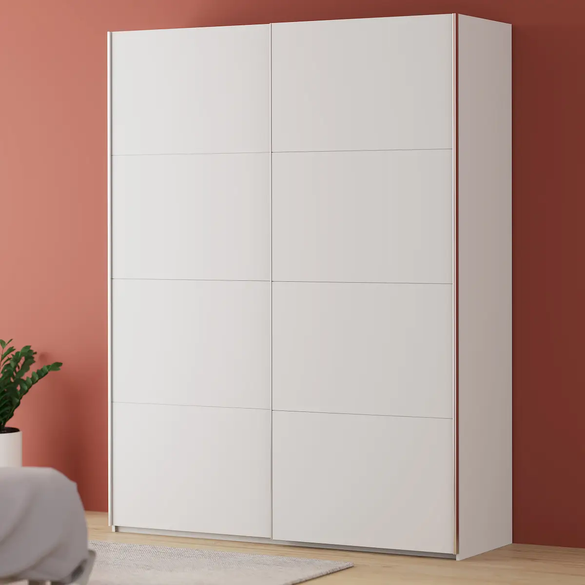 Schwebetürenschrank Arbery 180cm Weiß/Weiß ohne Spiegeltür/-en | Weiß