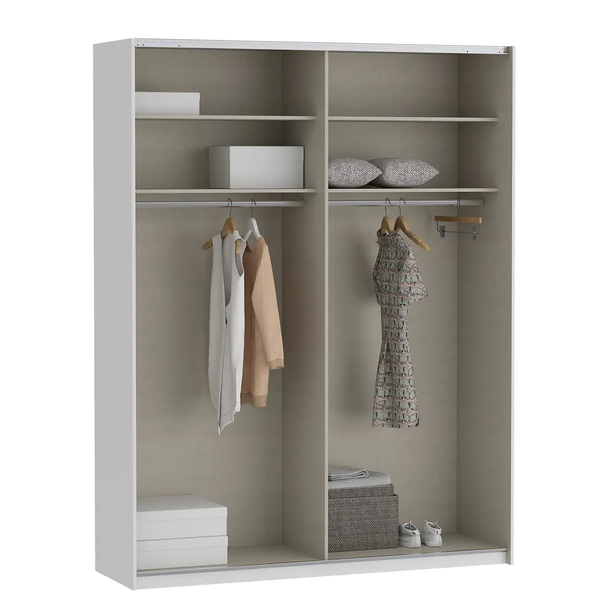 loftscape Schwebetürenschrank Arbery 180cm Weiß/Hochglanz Weiß ohne