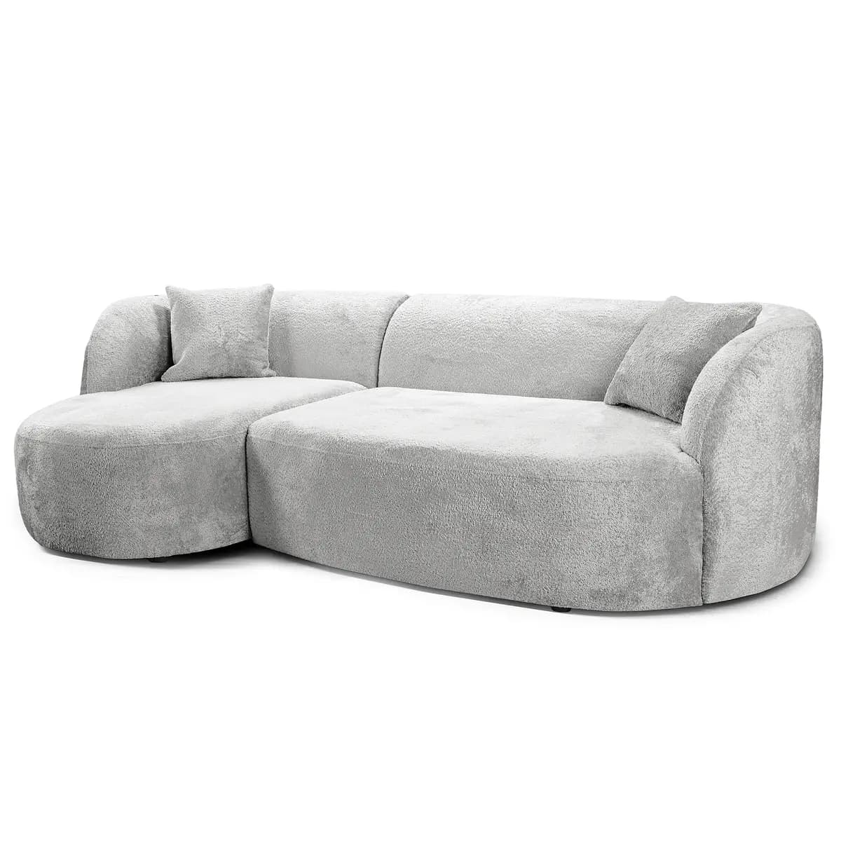 Fredriks Ecksofa mit Longchair Grau Bouclé Stoff Eudora | Grau