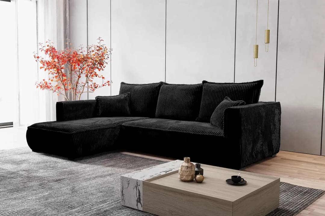Fredriks Ecksofa mit Longchair Tila | Schwarz