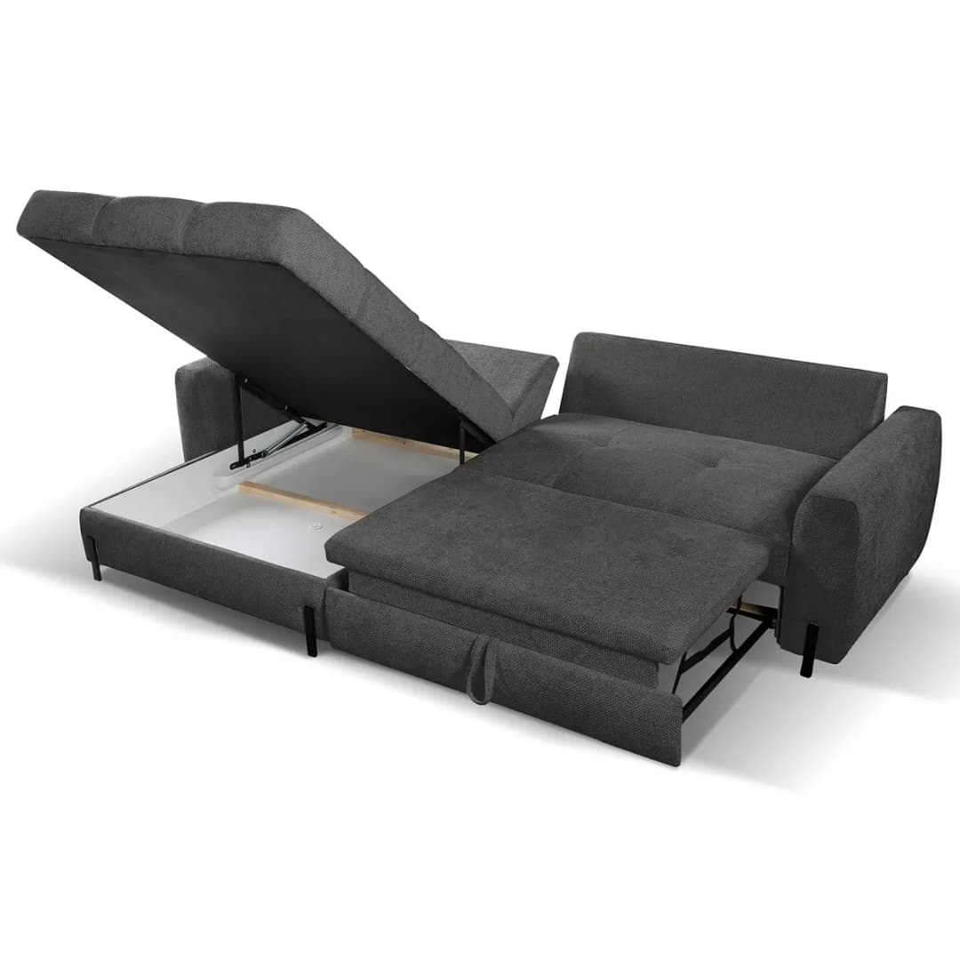 Fredriks Ecksofa mit Schlaffunktion Grau Chenille Edisa | Grau