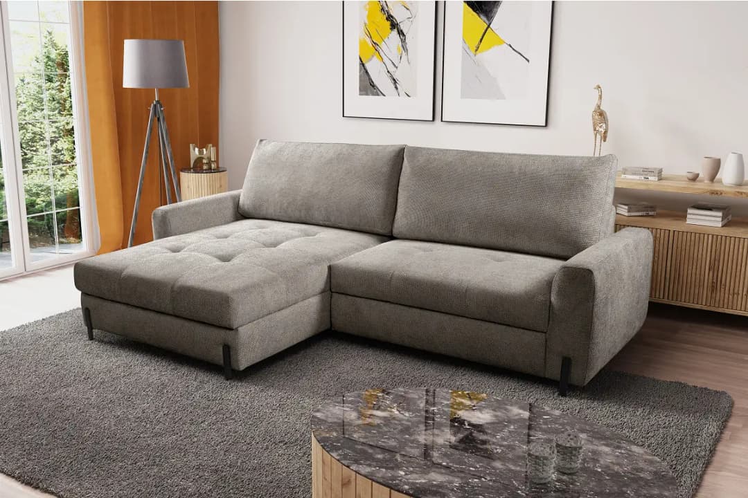 Ecksofa mit Schlaffunktion Grau Chenille Edisa | Grau