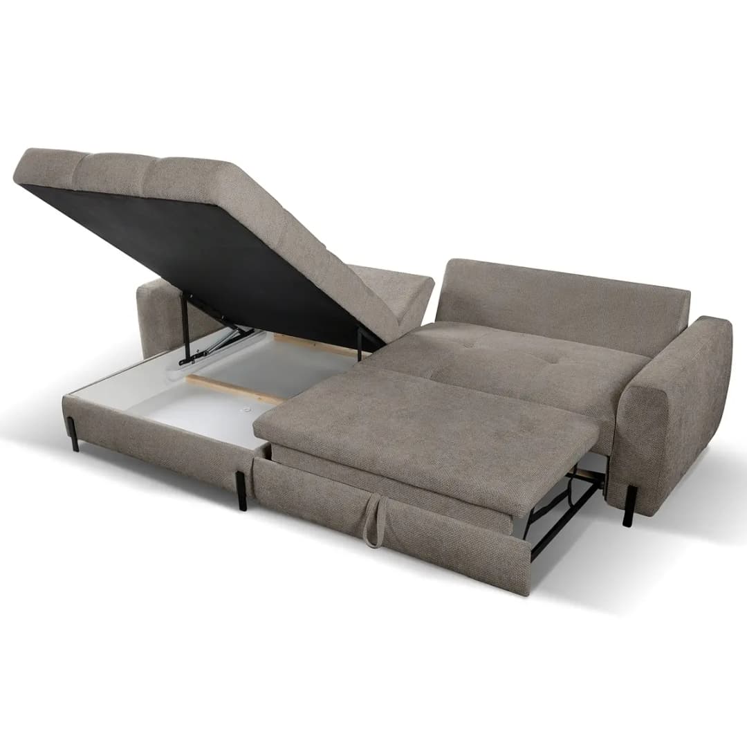 Ecksofa mit Schlaffunktion Grau Chenille Edisa | Grau