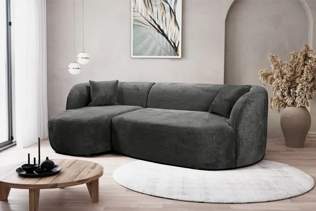 Fredriks Ecksofa mit Longchair Eudora | Schwarz