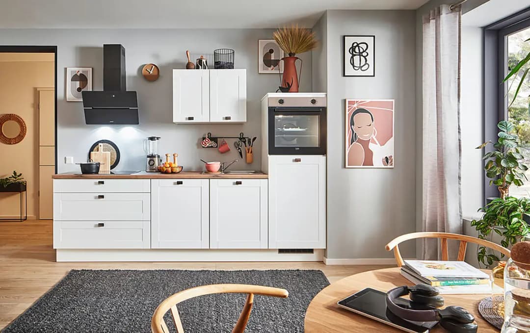 pino Autarke Küchenzeile Landhaus 270cm Ausrichtung rechts Weiß/Matt