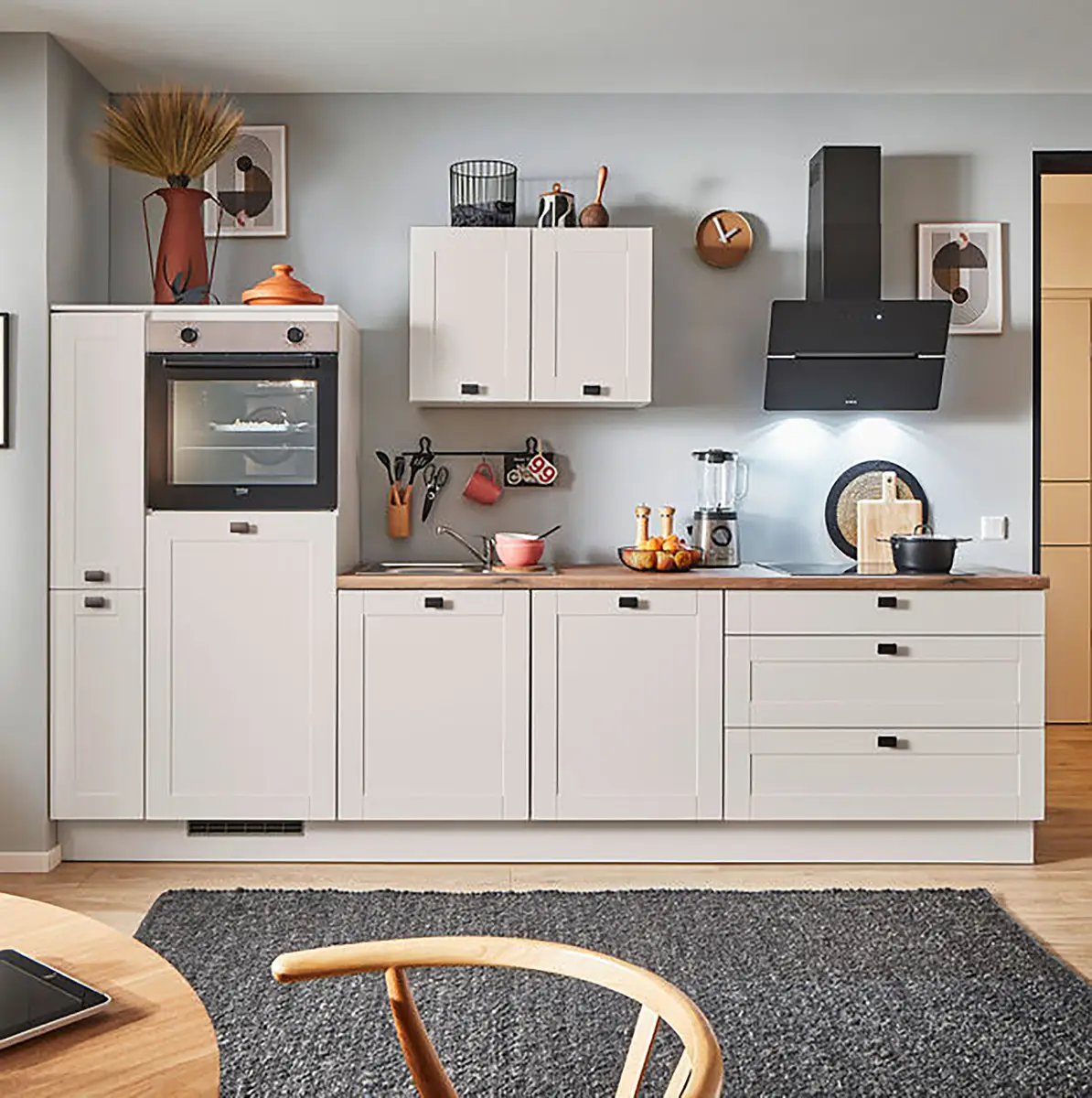 pino Küchenzeile Seitenschrank B 280cm Ausrichtung links Grau/Kaschmir