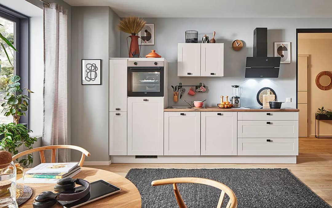 pino Küchenzeile Seitenschrank B 280cm Ausrichtung links Grau/Kaschmir