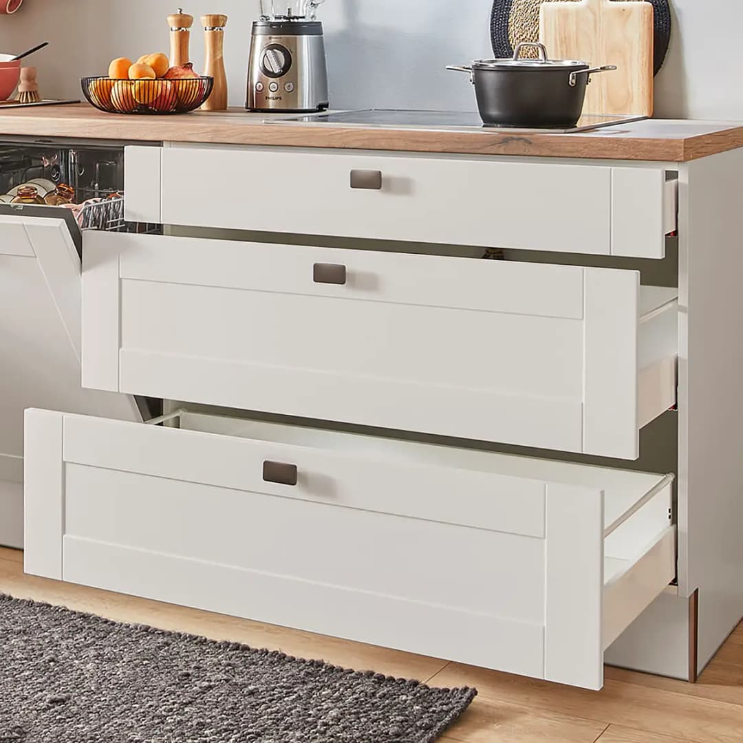 pino Küchenzeile Seitenschrank B 280cm Ausrichtung links Grau/Kaschmir