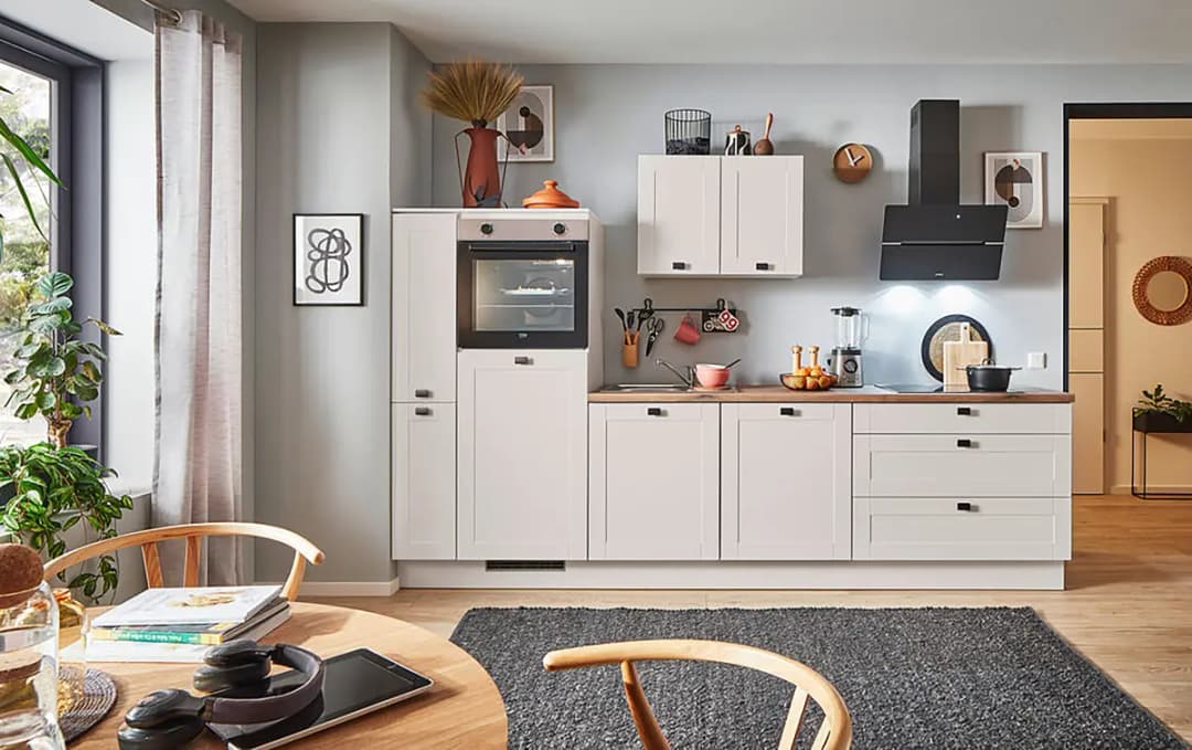 Autarke Küchenzeile Seitenschrank B 290cm Ausrichtung links