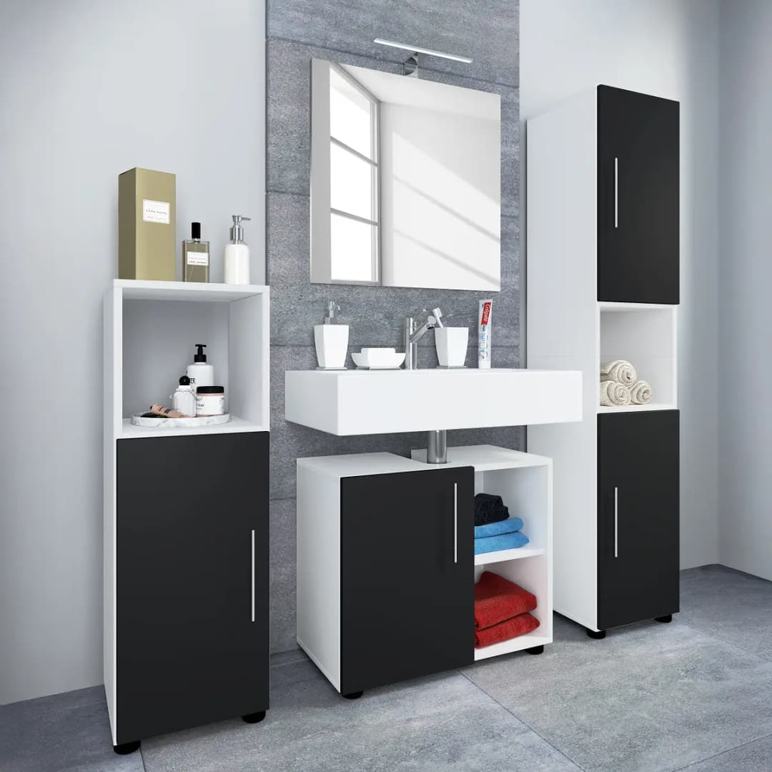 Badset Flandu 4-teilig Spiegel Kombi C | Weiß