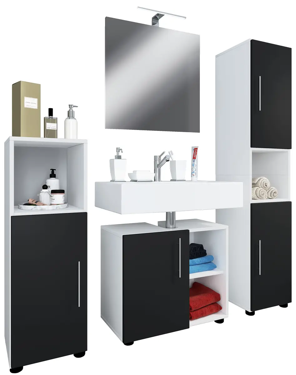 Badset Flandu 4-teilig Spiegel Kombi C | Weiß