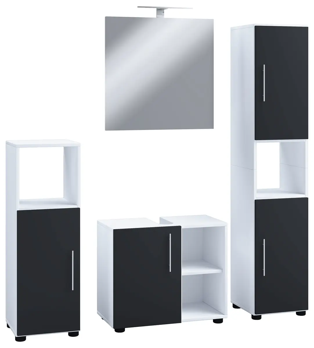 Badset Flandu 4-teilig Spiegel Kombi C | Weiß