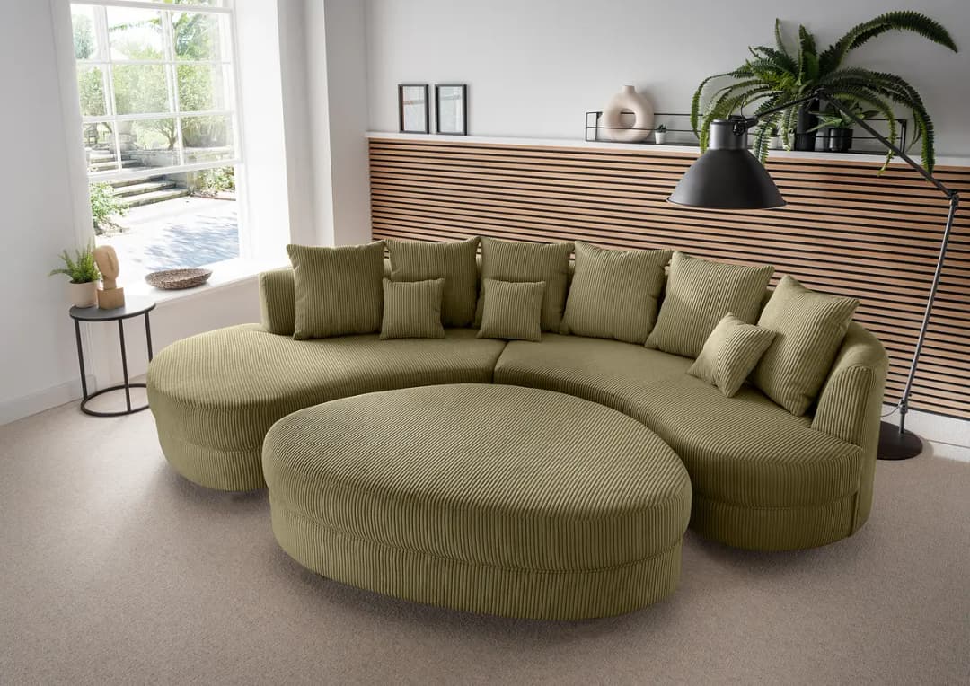 Fredriks Duana Sofa mit Ottomane | Grün