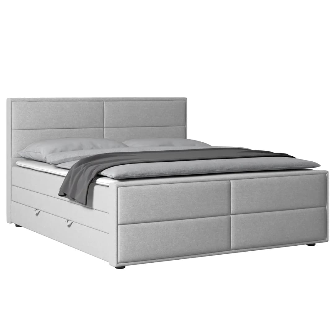 Boxspringbett 120 x 200cm Webstoff Pria Grau H2 | Grau