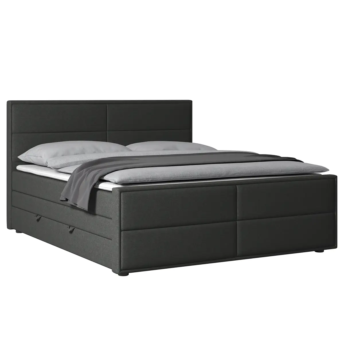 Boxspringbett 120 x 200cm Webstoff Pria Grau H2 | Grau