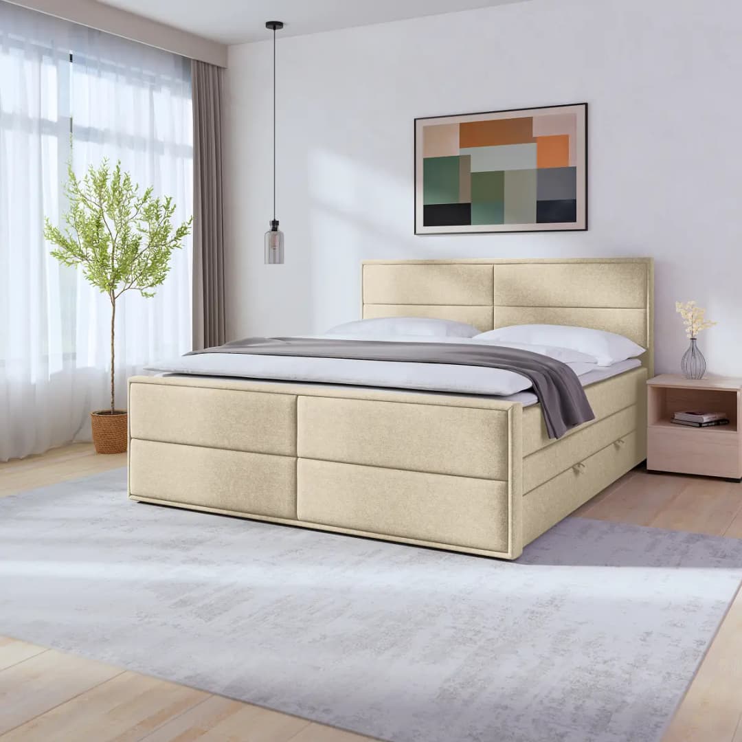 Loftscape Boxspringbett Pria 180 x 200cm Webstoff Beige H3 / H4