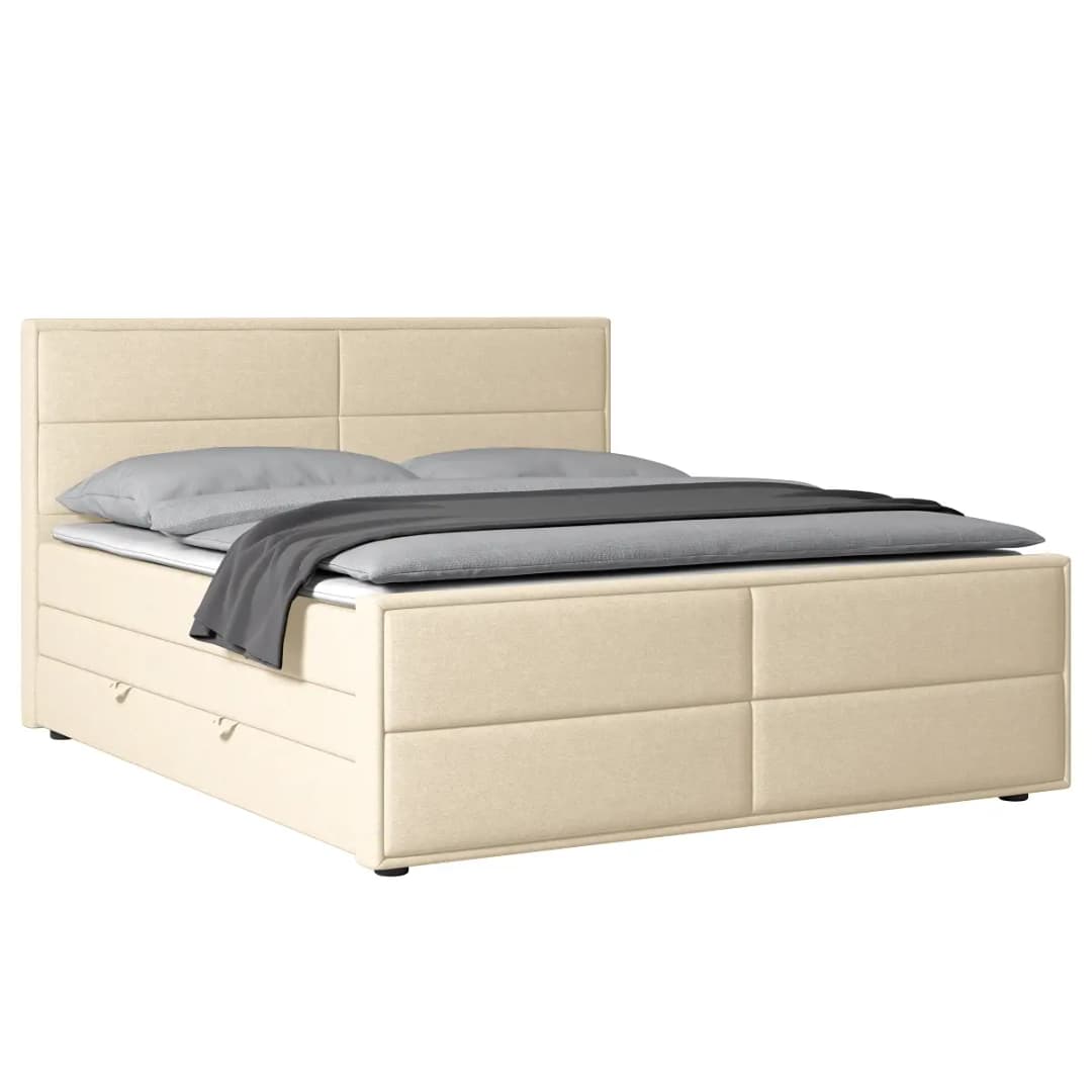 Loftscape Boxspringbett 180 x 200cm Webstoff Pria Beige | Beige