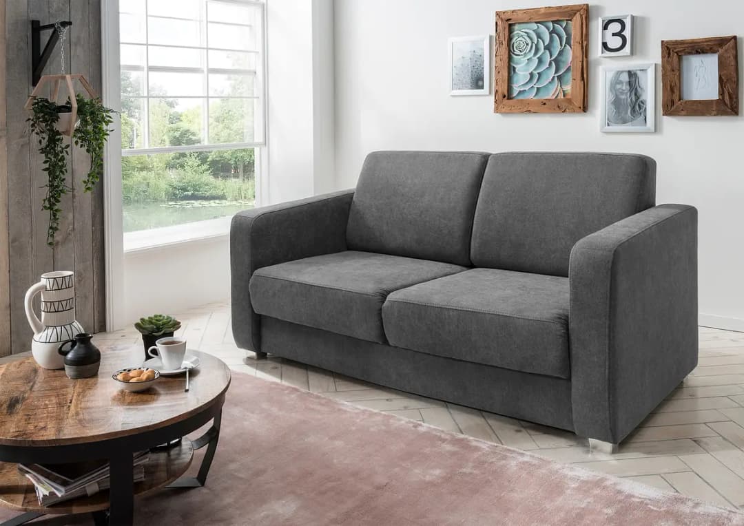 Fredriks 2-Sitzer Sofa mit Ausziehfunktion Grau Webstoff Colonia