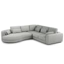 Ecksofa 2-Sitzer mit Ottomane Grau Cordstoff Snor | Grau
