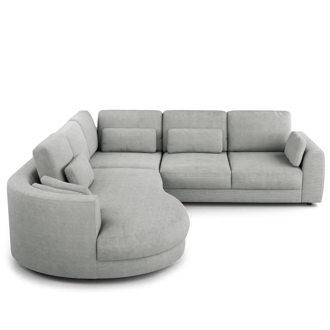 Ecksofa 2-Sitzer mit Ottomane Grau Cordstoff Snor | Grau