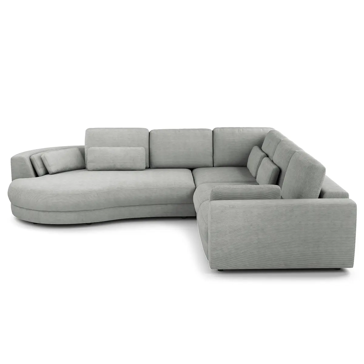 Ecksofa 2-Sitzer mit Ottomane Grau Cordstoff Snor | Grau