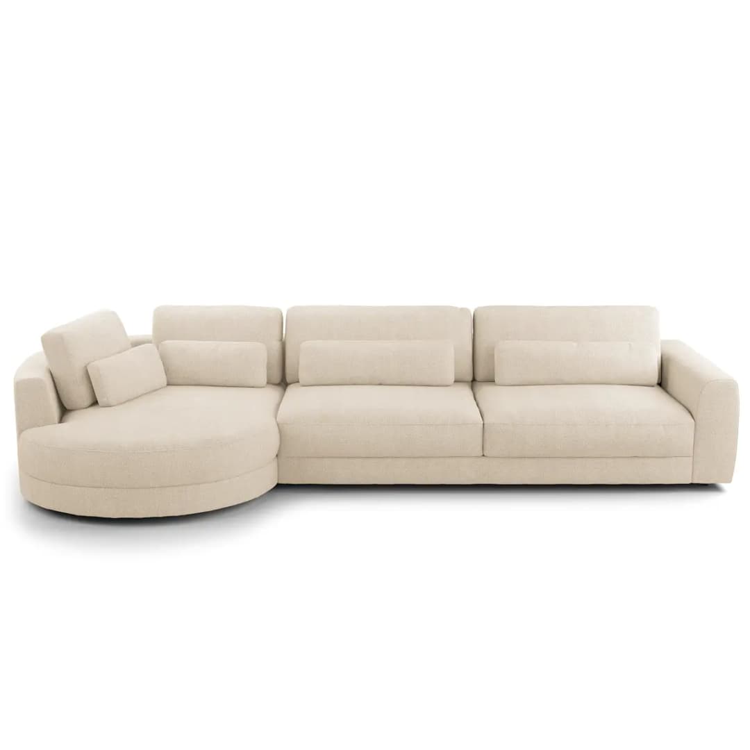 Ecksofa 3-Sitzer mit Ottomane Beige Webstoff Saia | Beige