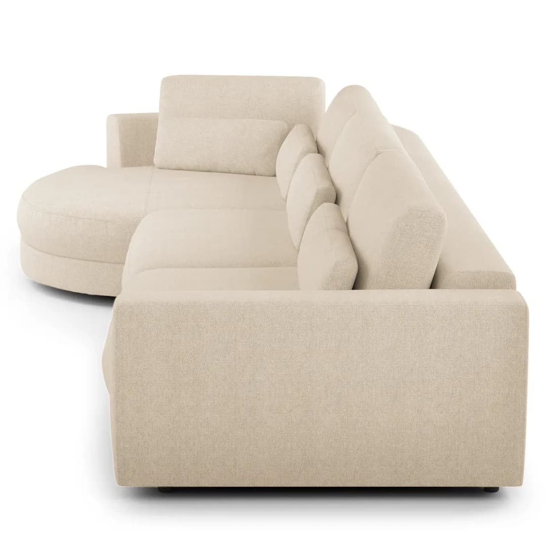 Ecksofa 3-Sitzer mit Ottomane Beige Webstoff Saia | Beige