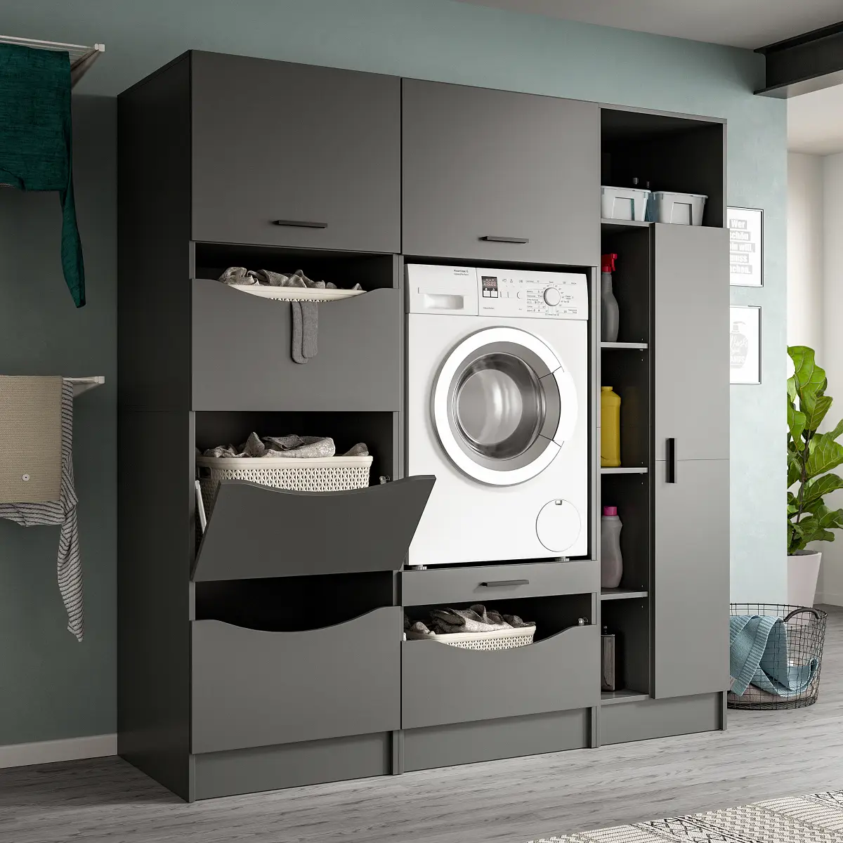 xonox home Waschmaschinenumbauset Free Kombi | Grau