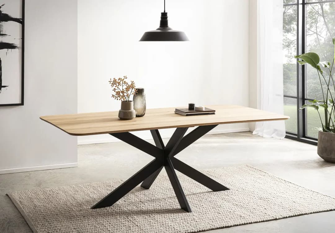 Naturoo Esstisch Rayess mit Massivholzplatte 180cm Braun | Braun