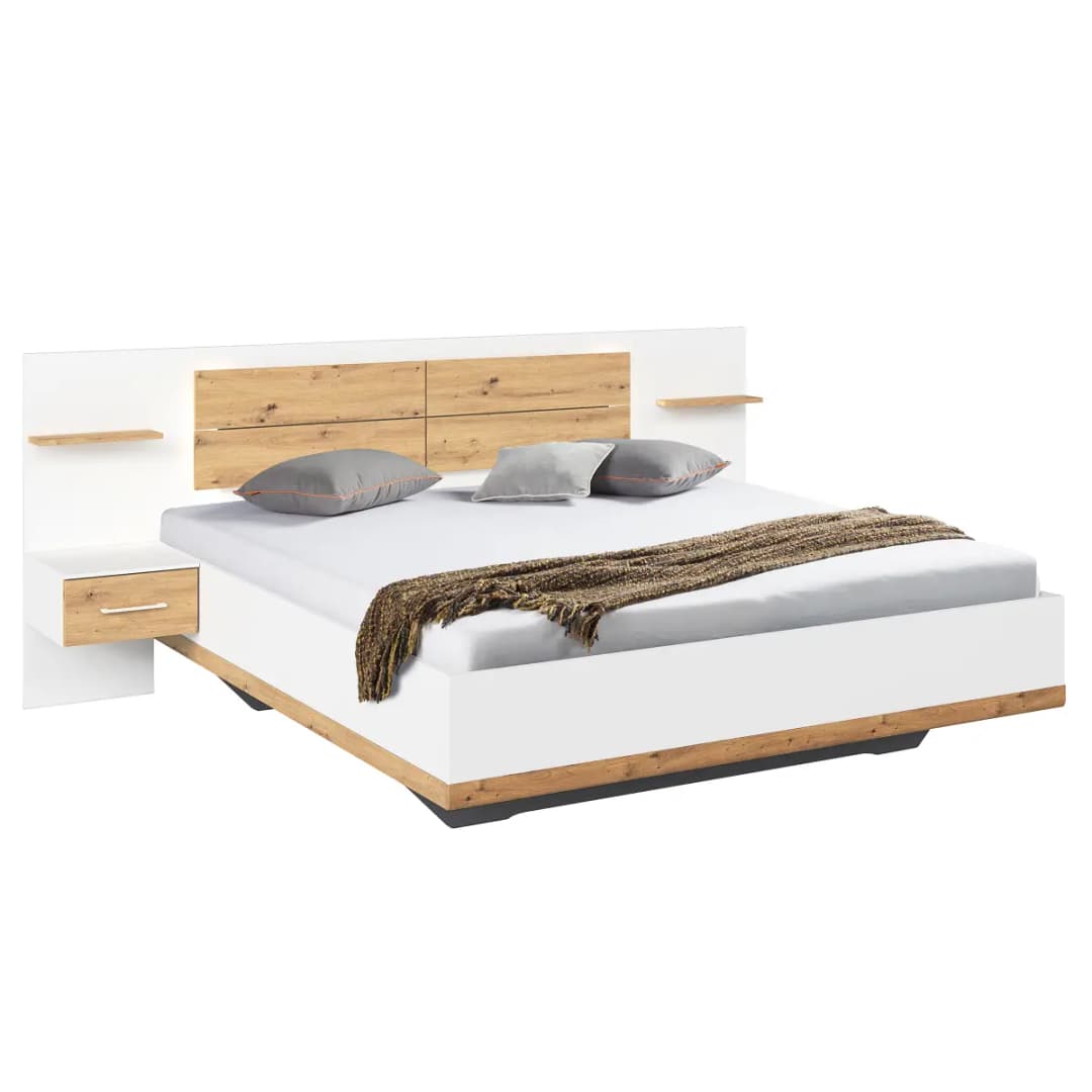 Beleuchtete Bettanlage Boston Extra 180 x 200cm Weiß/Alpinweiß | Weiß
