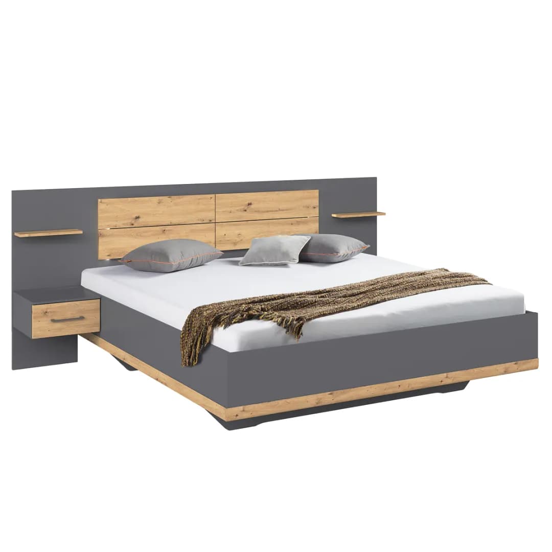 Beleuchtete Bettanlage Boston Extra 180 x 200cm | Grau