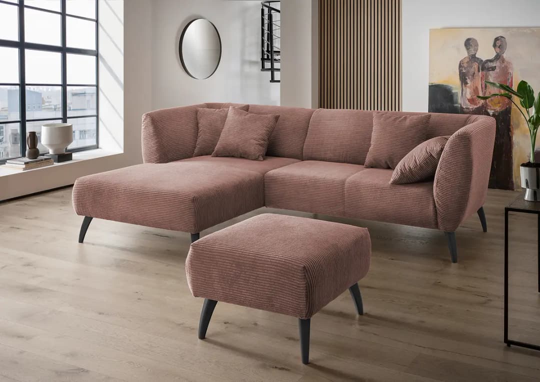 Fredriks Duana Ecksofa mit Longchair | Rosa