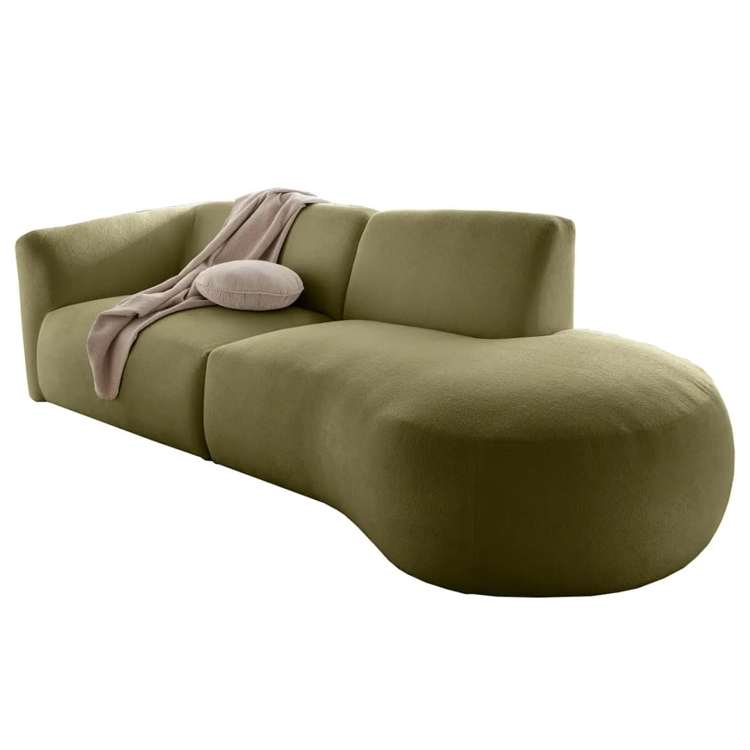 Fredriks Ciska Sofa mit Ottomane | Grün